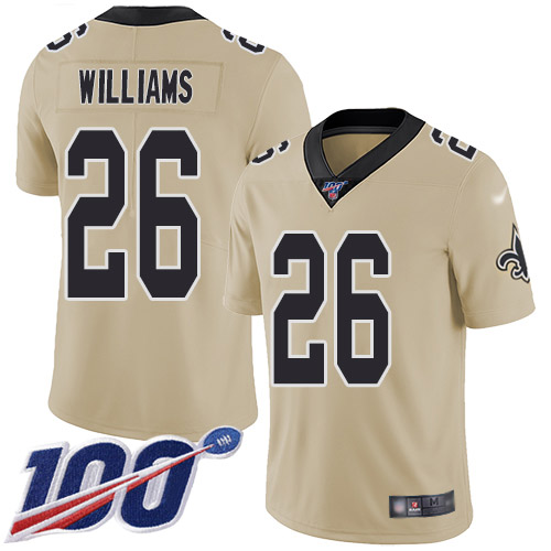 Men New Orleans Saints Limited Gold P J  Williams Jersey NFL Football #26 100th Season Inverted Legend Jersey